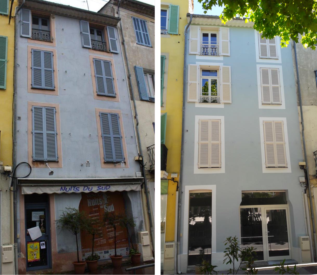 Rénovation façade travaux pendant